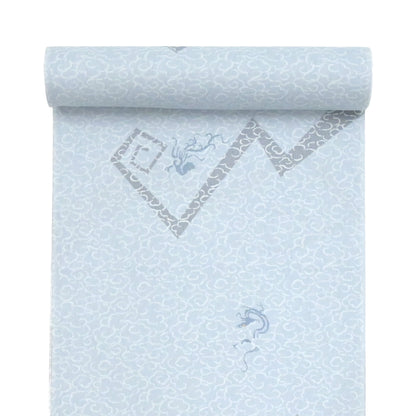 東レシルック 小紋 ～fuku～「雷雲に四神」ブルーグレー 【袷・単衣用】