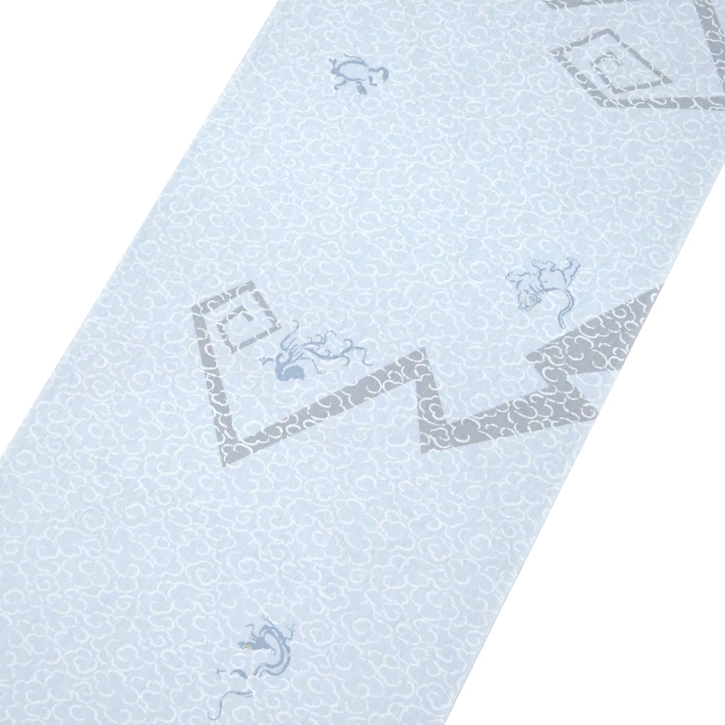 東レシルック 小紋 ～fuku～「雷雲に四神」ブルーグレー 【袷・単衣用】