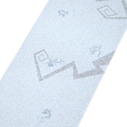 東レシルック 小紋 ～fuku～「雷雲に四神」ブルーグレー 【袷・単衣用】