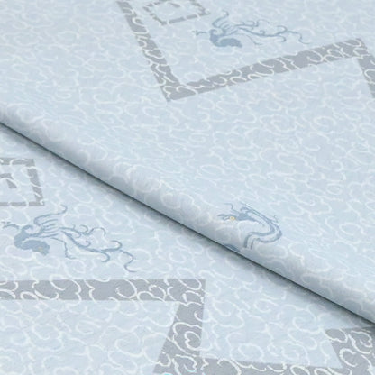 東レシルック 小紋 ～fuku～「雷雲に四神」ブルーグレー 【袷・単衣用】