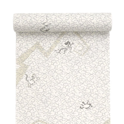 東レシルック 小紋 ～fuku～「雷雲に四神」オフホワイト 【袷・単衣用】