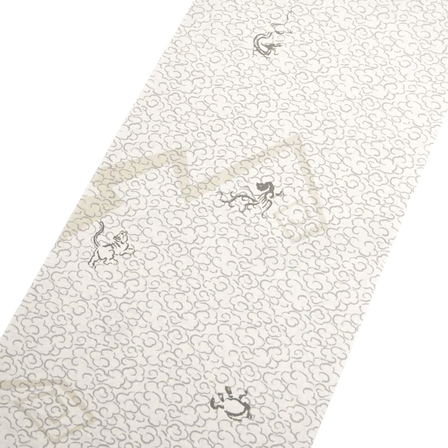 東レシルック 小紋 ～fuku～「雷雲に四神」オフホワイト 【袷・単衣用】