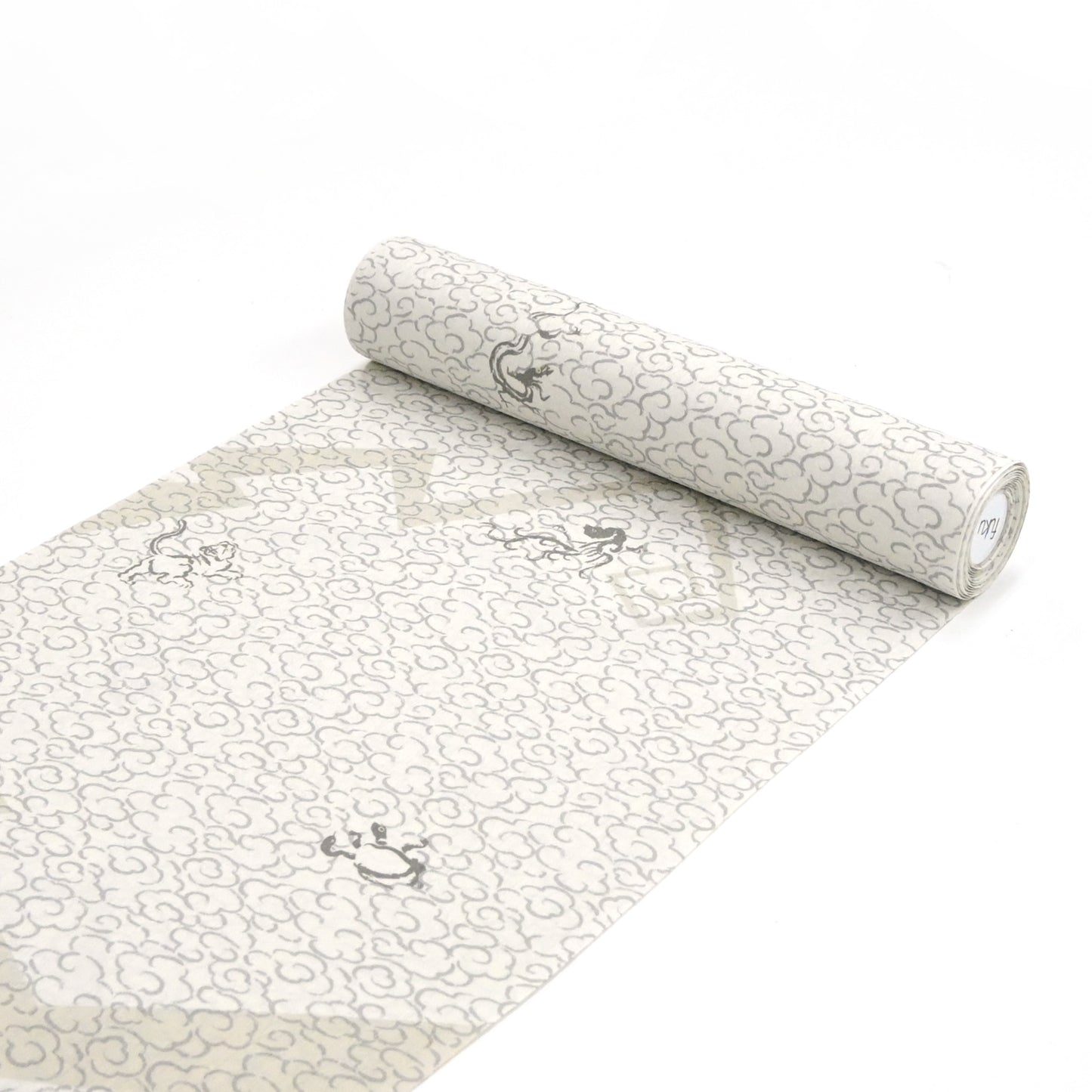 東レシルック 小紋 ～fuku～「雷雲に四神」オフホワイト 【袷・単衣用】