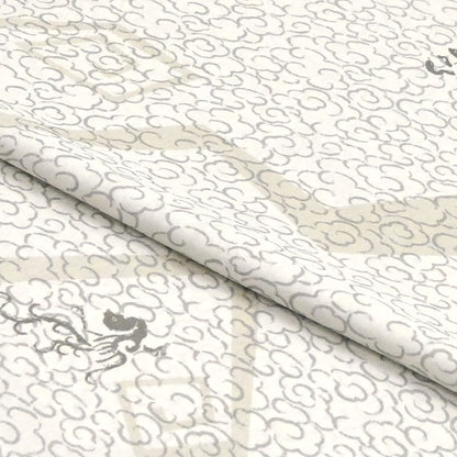 東レシルック 小紋 ～fuku～「雷雲に四神」オフホワイト 【袷・単衣用】