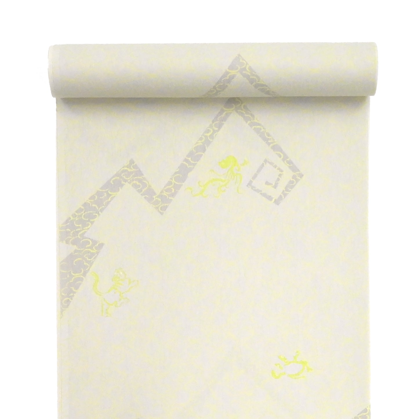 東レシルック 小紋 ～fuku～「雷雲に四神」ライムグリーン 【袷・単衣用】