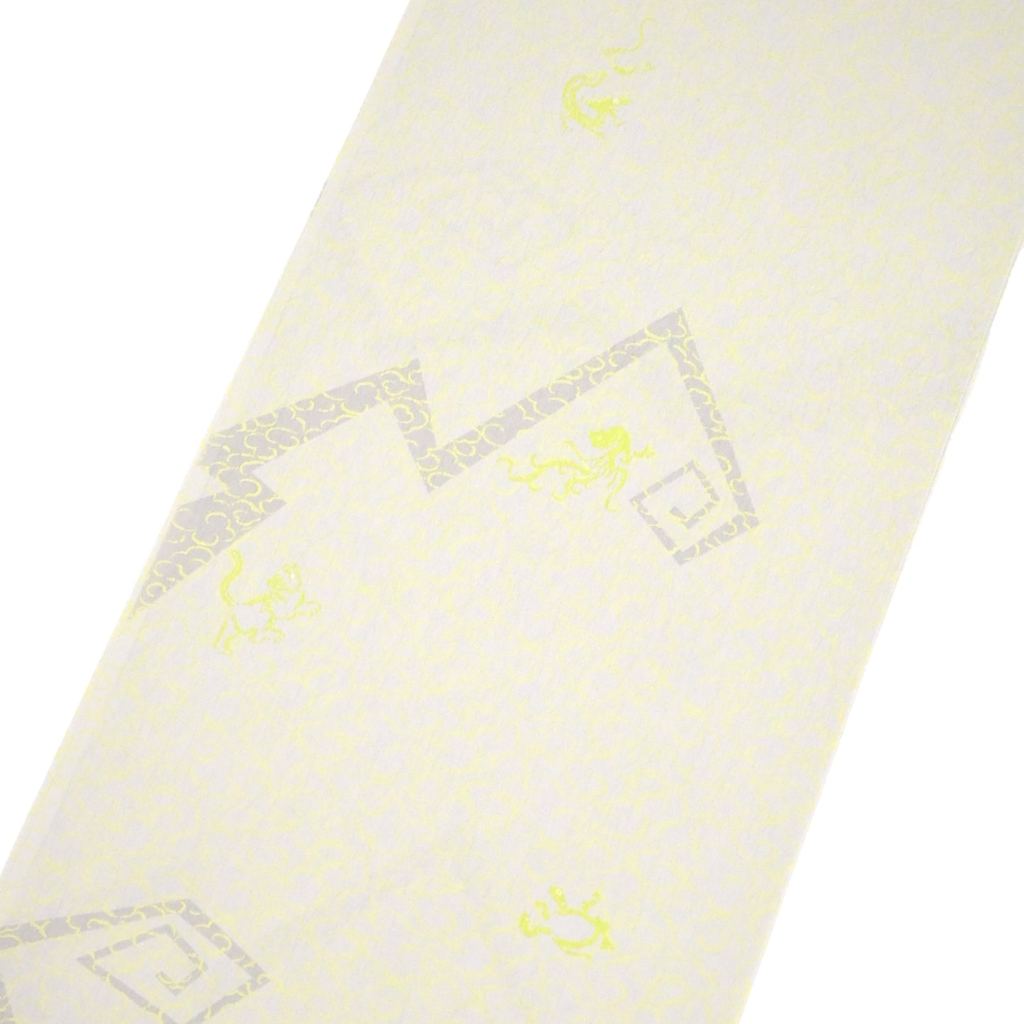 東レシルック 小紋 ～fuku～「雷雲に四神」ライムグリーン 【袷・単衣用】