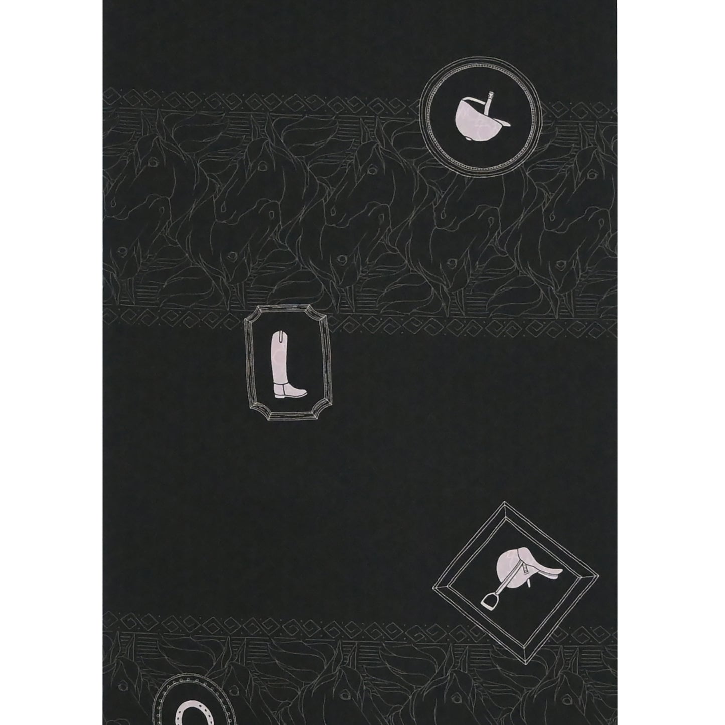 東レシルック 長襦袢 fuku-inner 「ホースパーク」ブラック