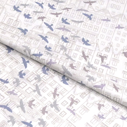 東レシルック 長襦袢 fuku-inner 「鳥観」ホワイト