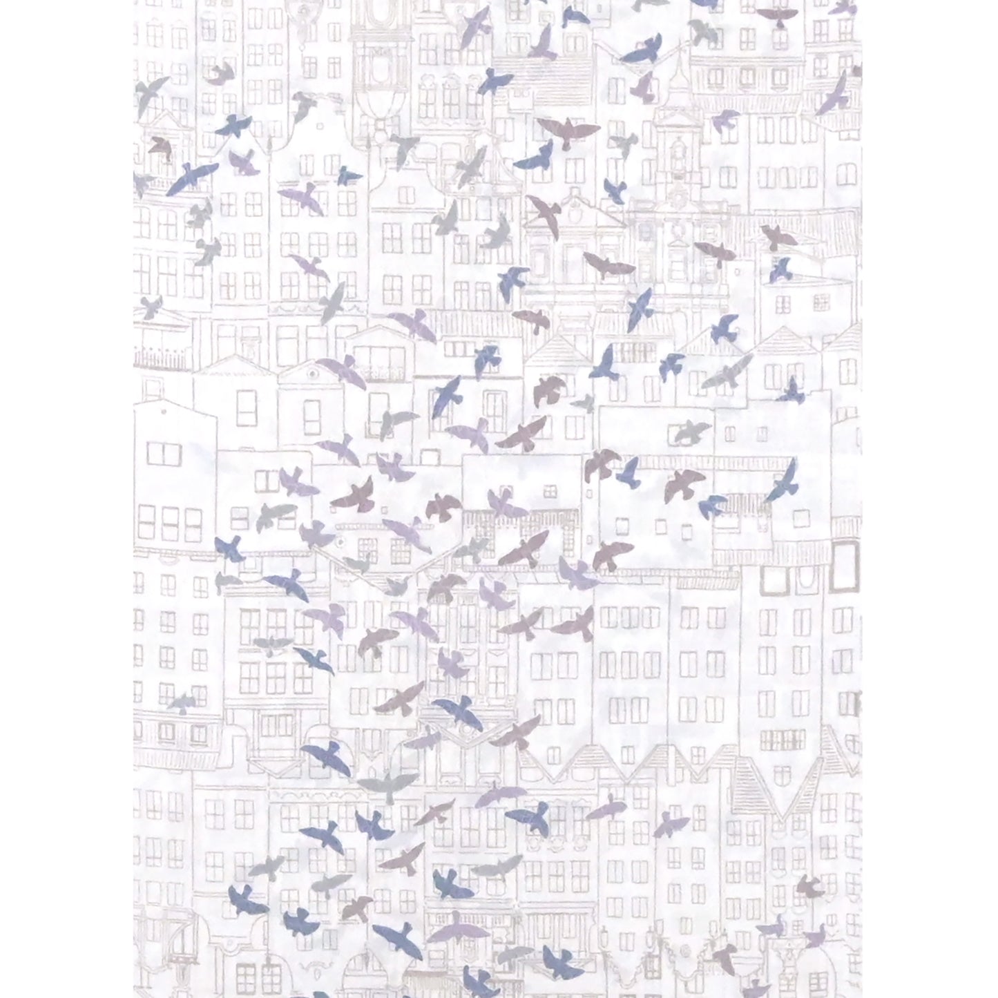 東レシルック 長襦袢 fuku-inner 「鳥観」ホワイト