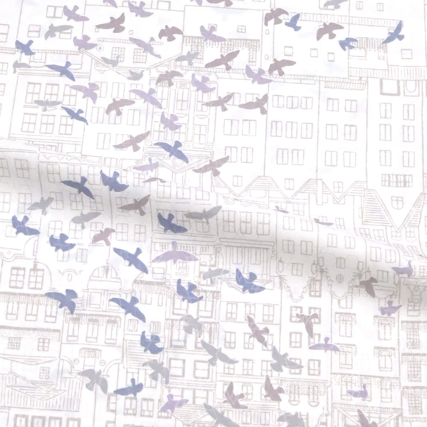 東レシルック 長襦袢 fuku-inner 「鳥観」ホワイト