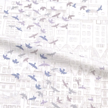 東レシルック 長襦袢 fuku-inner 「鳥観」ホワイト