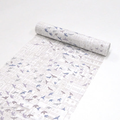 東レシルック 長襦袢 fuku-inner 「鳥観」ホワイト