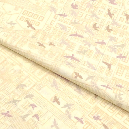 東レシルック 長襦袢 fuku-inner 「鳥観」薄クリーム