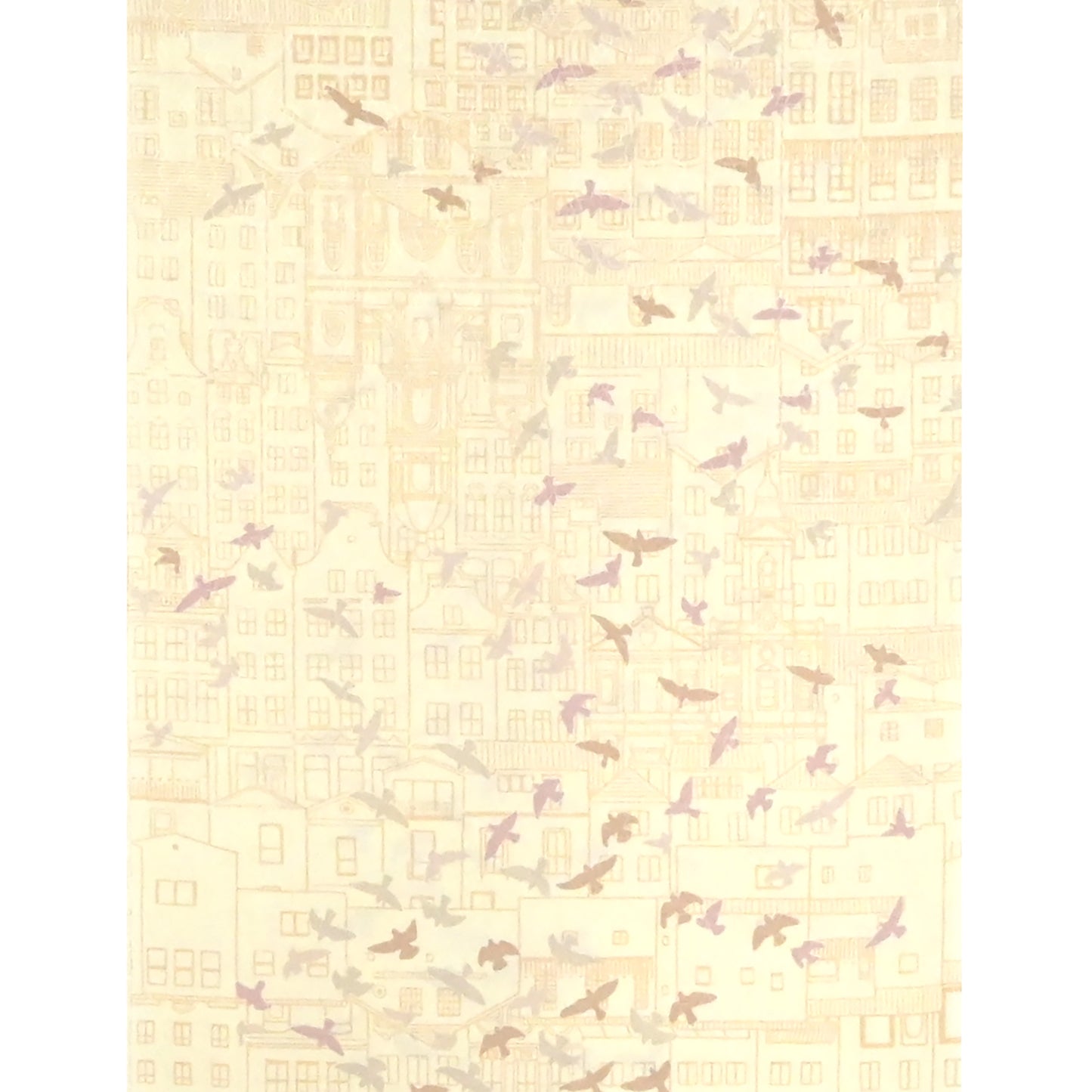 東レシルック 長襦袢 fuku-inner 「鳥観」薄クリーム