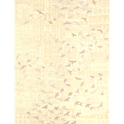 東レシルック 長襦袢 fuku-inner 「鳥観」薄クリーム