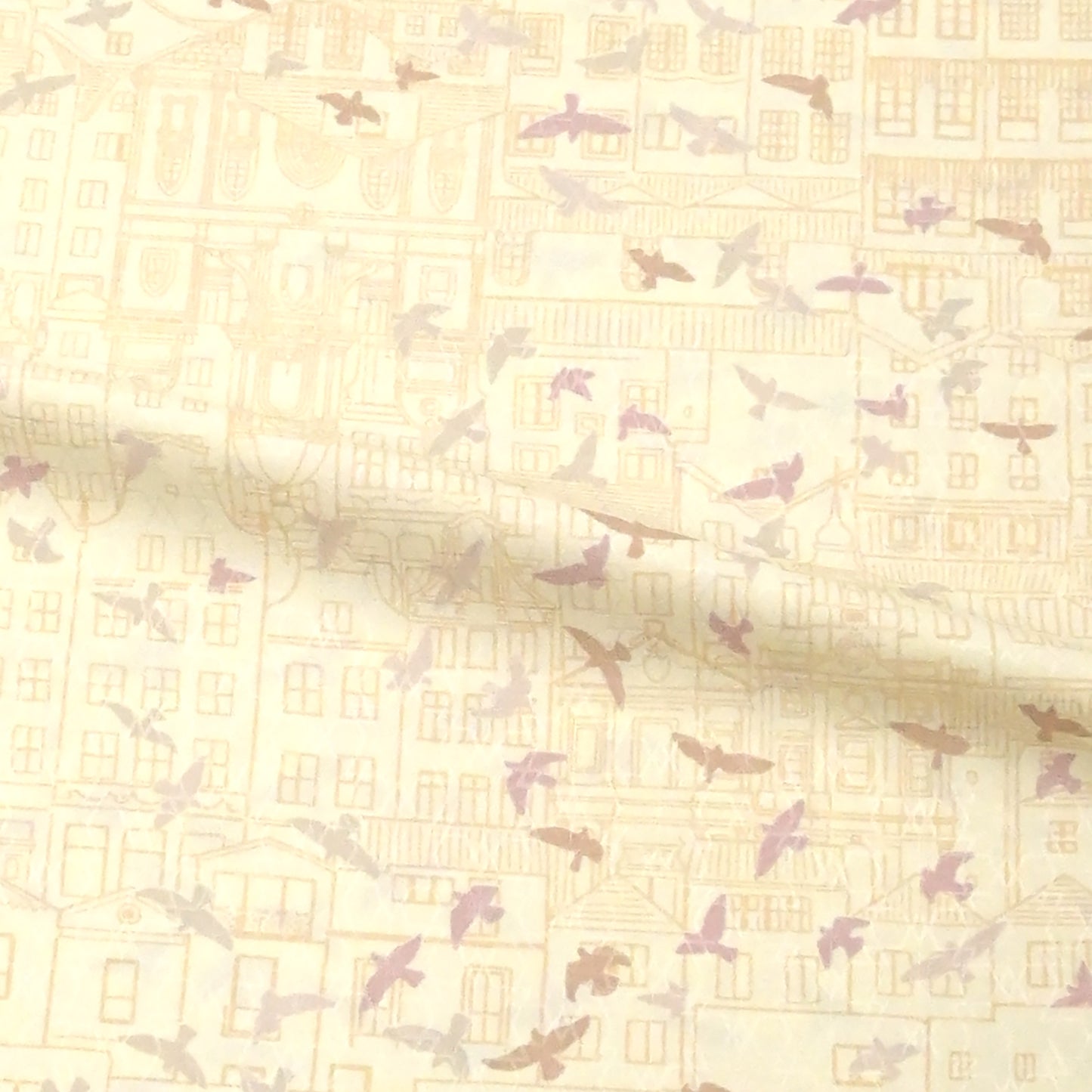 東レシルック 長襦袢 fuku-inner 「鳥観」薄クリーム