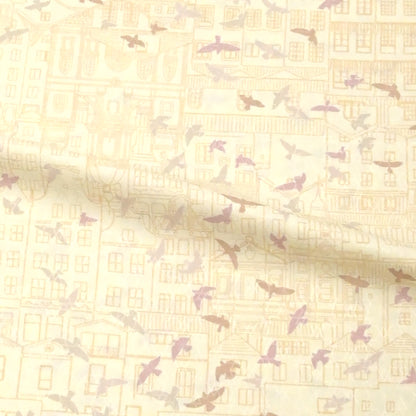 東レシルック 長襦袢 fuku-inner 「鳥観」薄クリーム