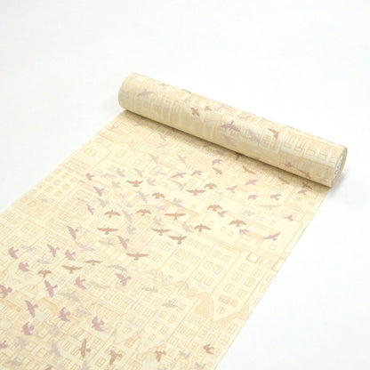 東レシルック 長襦袢 fuku-inner 「鳥観」薄クリーム