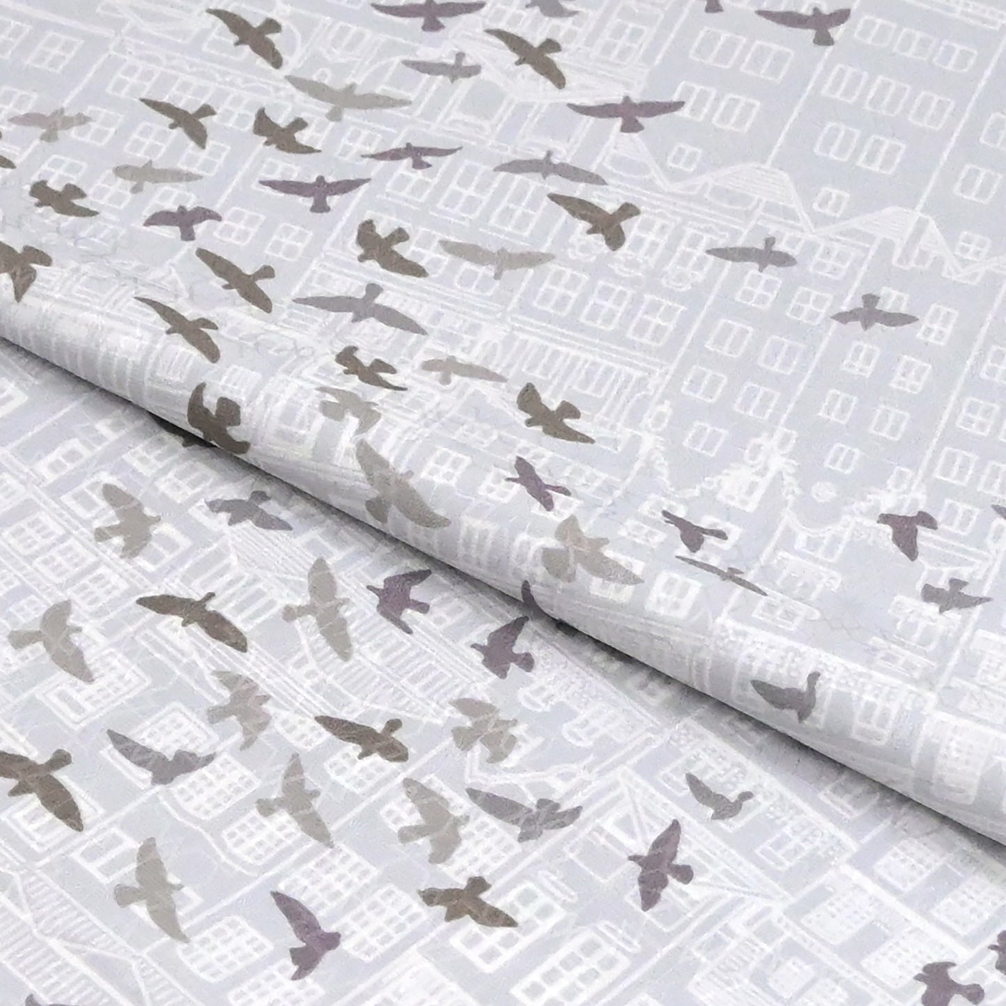 東レシルック 長襦袢 fuku-inner 「鳥観」グレー