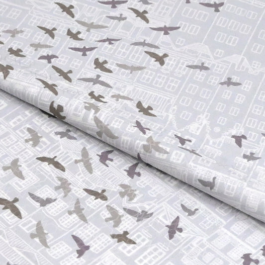 東レシルック 長襦袢 fuku-inner 「鳥観」グレー