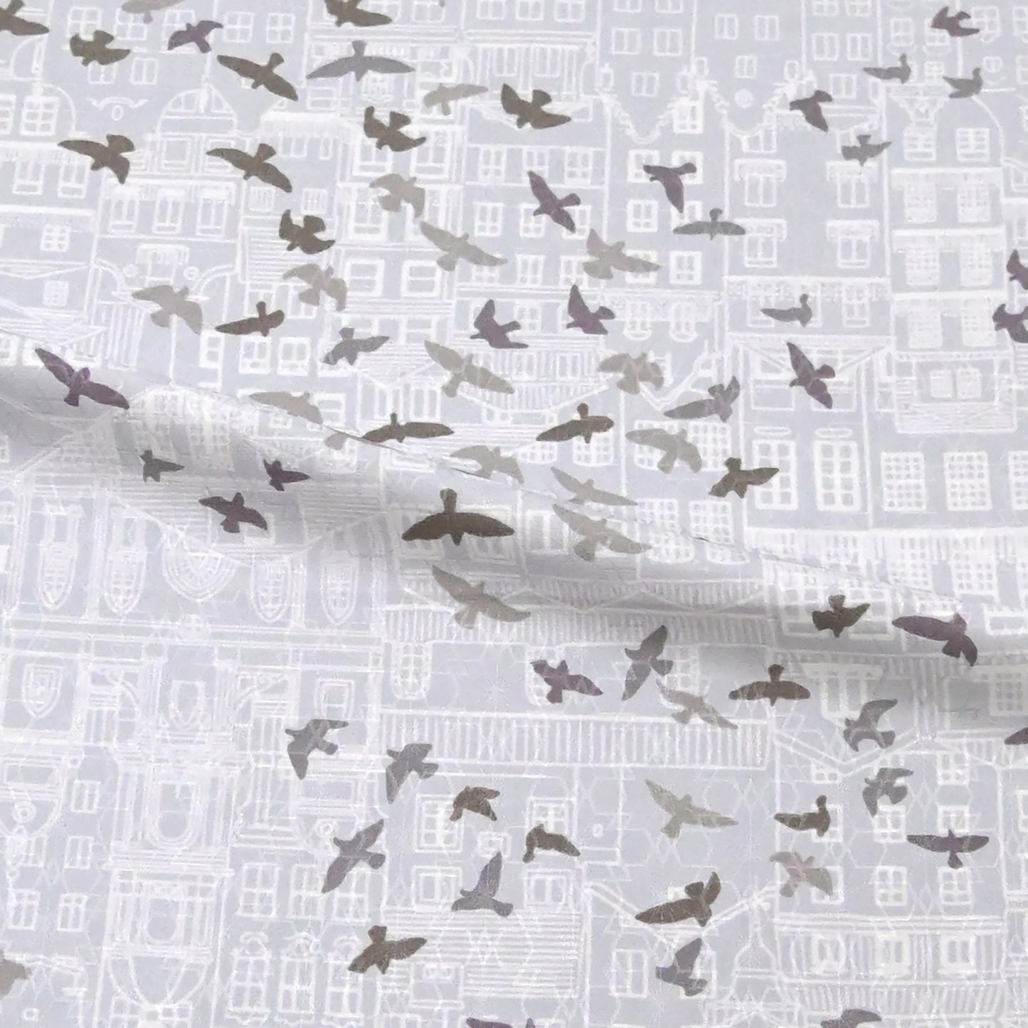 東レシルック 長襦袢 fuku-inner 「鳥観」グレー