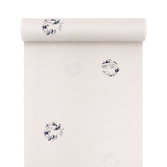 東レシルック 小紋 ～棗(なつめ)～「四季花の丸」胡粉色 【袷・単衣用】