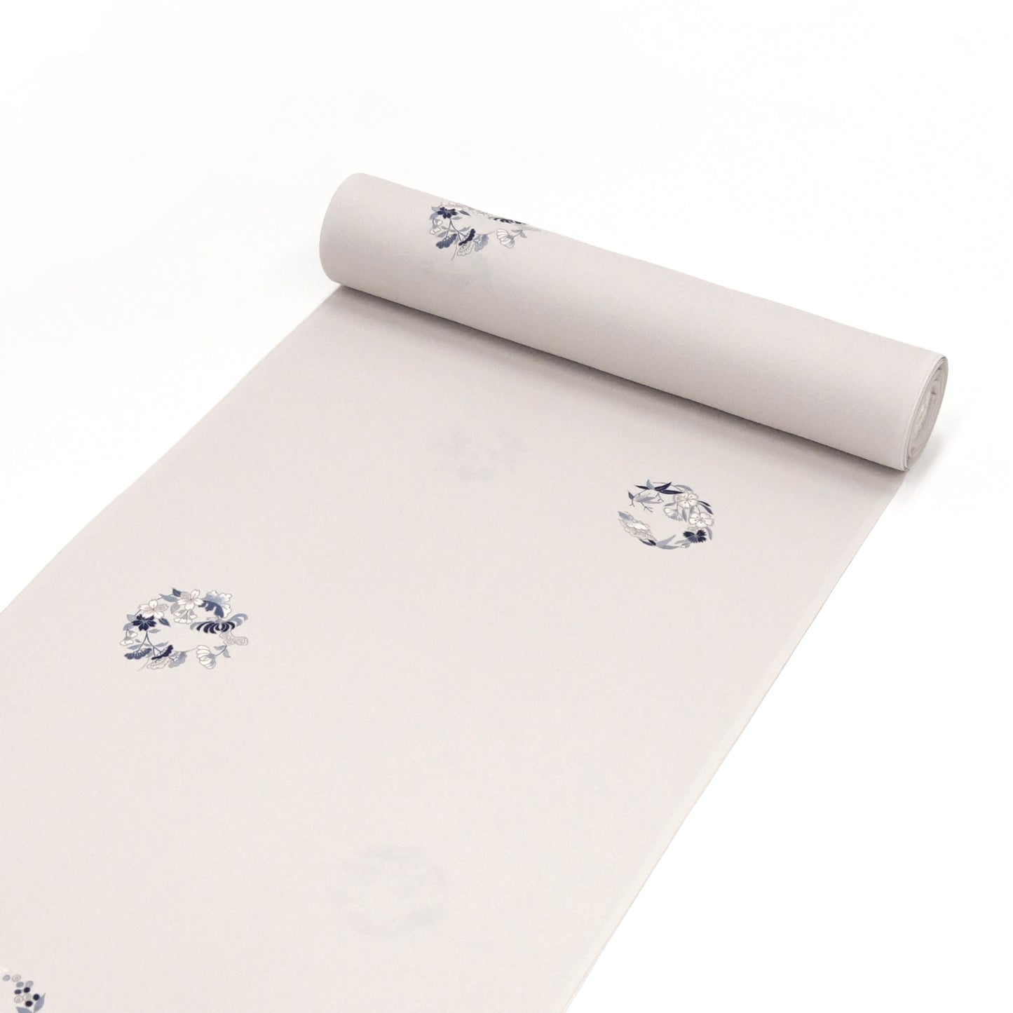 東レシルック 小紋 ～棗(なつめ)～「四季花の丸」胡粉色 【袷・単衣用】