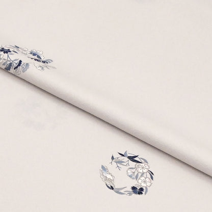 東レシルック 小紋 ～棗(なつめ)～「四季花の丸」胡粉色 【袷・単衣用】