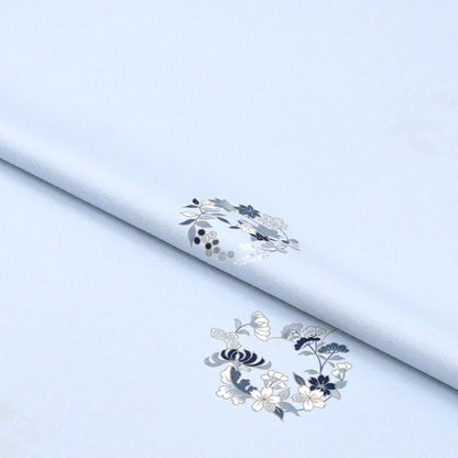 東レシルック 小紋 ～棗(なつめ)～「四季花の丸」蒼白色 【袷・単衣用】