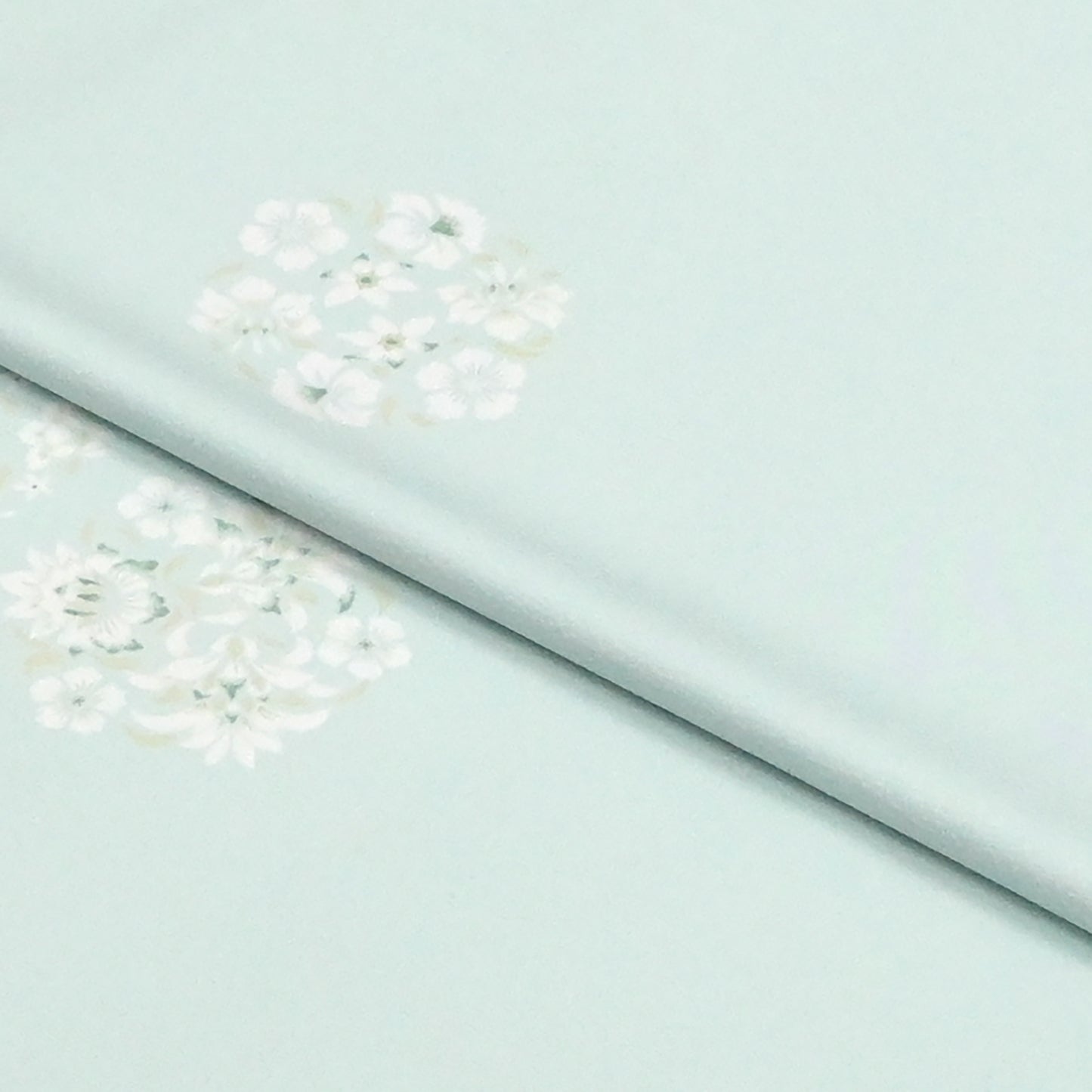 東レシルック≪美來≫ 小紋 花環-薄緑色 【袷・単衣用】