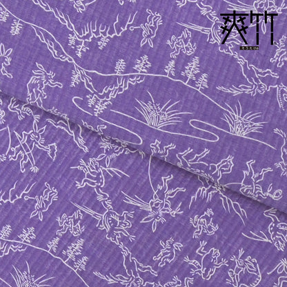【東レ爽竹】スリーシーズン 長襦袢　「鳥獣戯画」　パープル