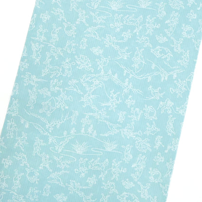 【東レ爽竹】新開発ストレッチ長襦袢 「鳥獣戯画」空色鼠　#スリーシーズン