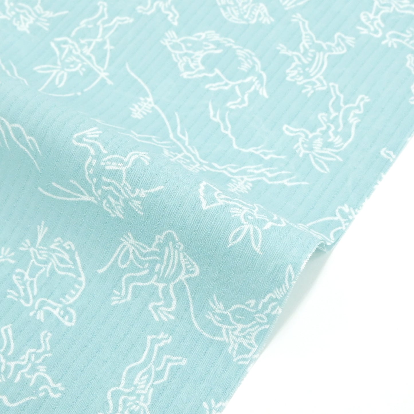 【東レ爽竹】新開発ストレッチ長襦袢 「鳥獣戯画」空色鼠　#スリーシーズン