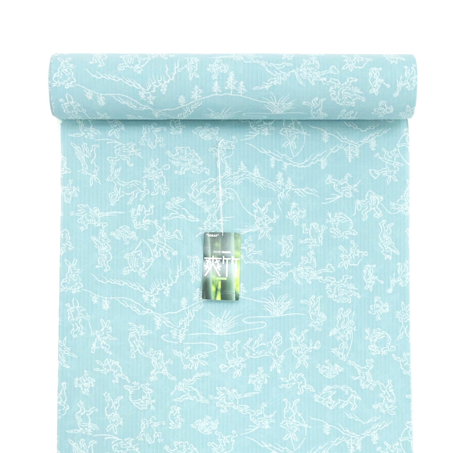 【東レ爽竹】新開発ストレッチ長襦袢 「鳥獣戯画」空色鼠　#スリーシーズン