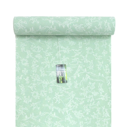 【東レ爽竹】新開発ストレッチ長襦袢 「鳥獣戯画」薄緑　#スリーシーズン