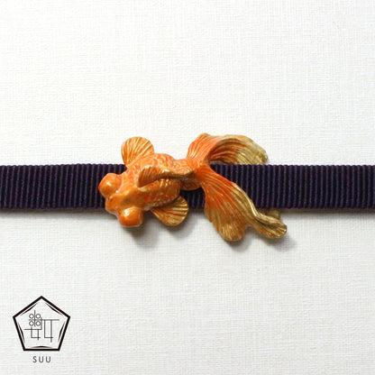 【数-SUU-】帯留め「出目金」ゴールド