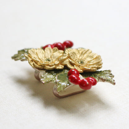 【数-SUU-】帯留め「南天と福寿草」