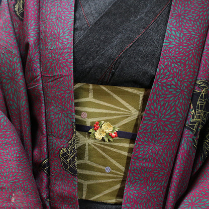 【数-SUU-】帯留め「南天と福寿草」