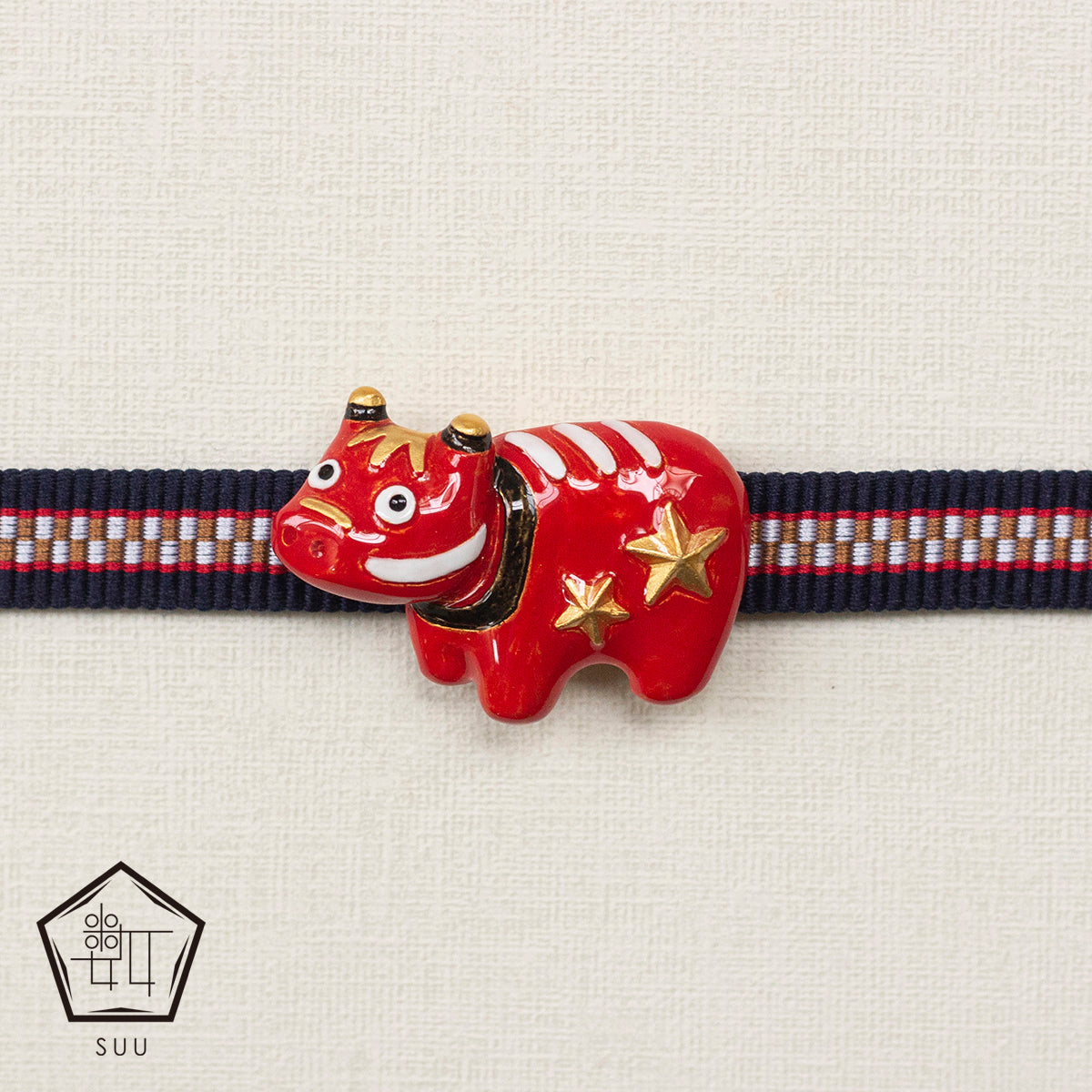 【数-SUU-】帯留め「赤べこ」