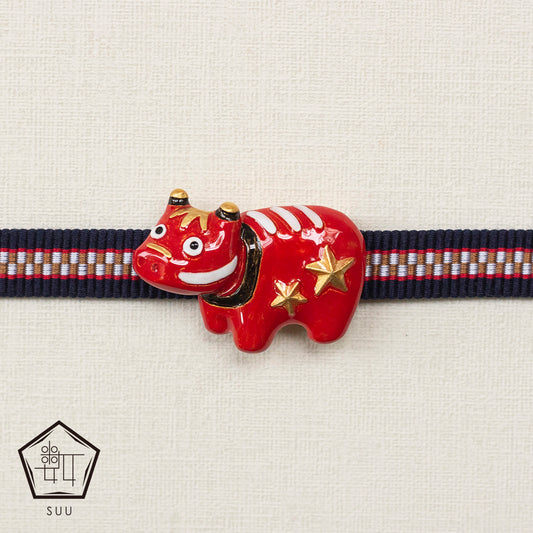 【数-SUU-】帯留め「赤べこ」