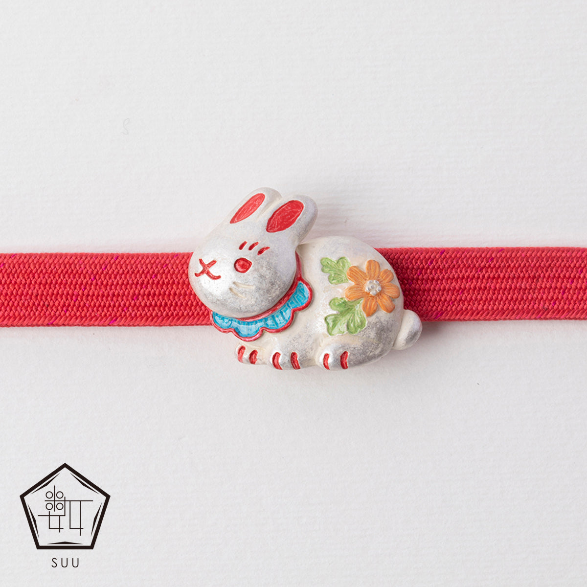 【数-SUU-】帯留め「うさぎ張子」