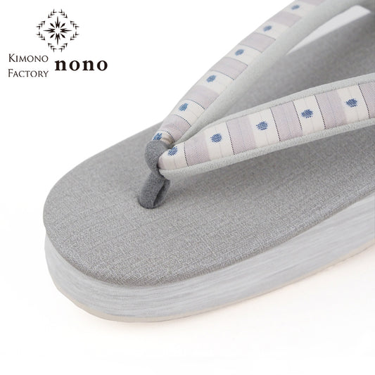 【Kimono-Factory-nono】菱屋カレンブロッソ 本場縞大島カフェ草履 ライトグレー P-26 #女性用