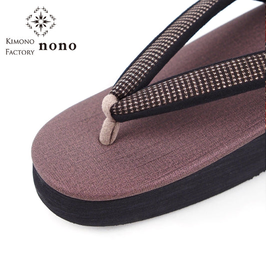 【Kimono-Factory-nono】菱屋カレンブロッソ 本場大島紬カフェ草履 オールドライラック P-27 #女性用