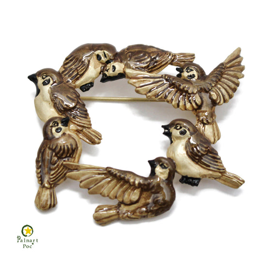 【Palnart Poc】ブローチ「スズメの会合 / Sparrow's Meeting」