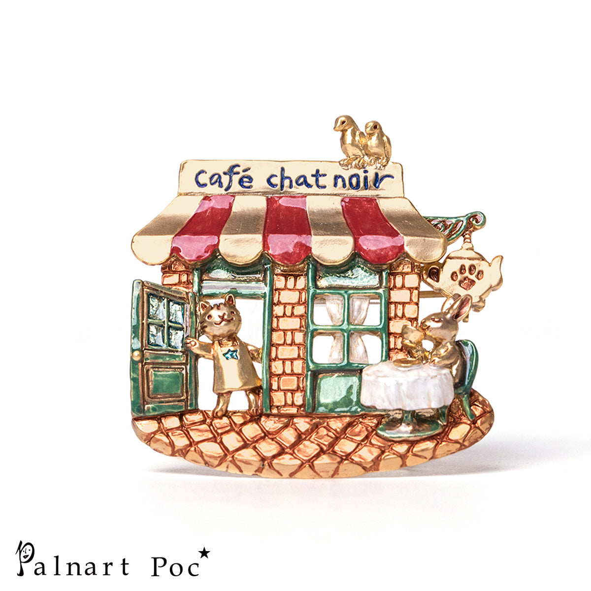 【Palnart Poc】ブローチ「黒猫店長のカフェ / Chat-noir-Cafe」