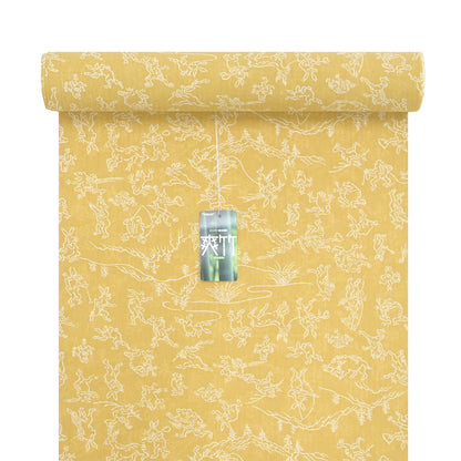 【東レ爽竹】スリーシーズン 長襦袢　「鳥獣戯画」　マスタード