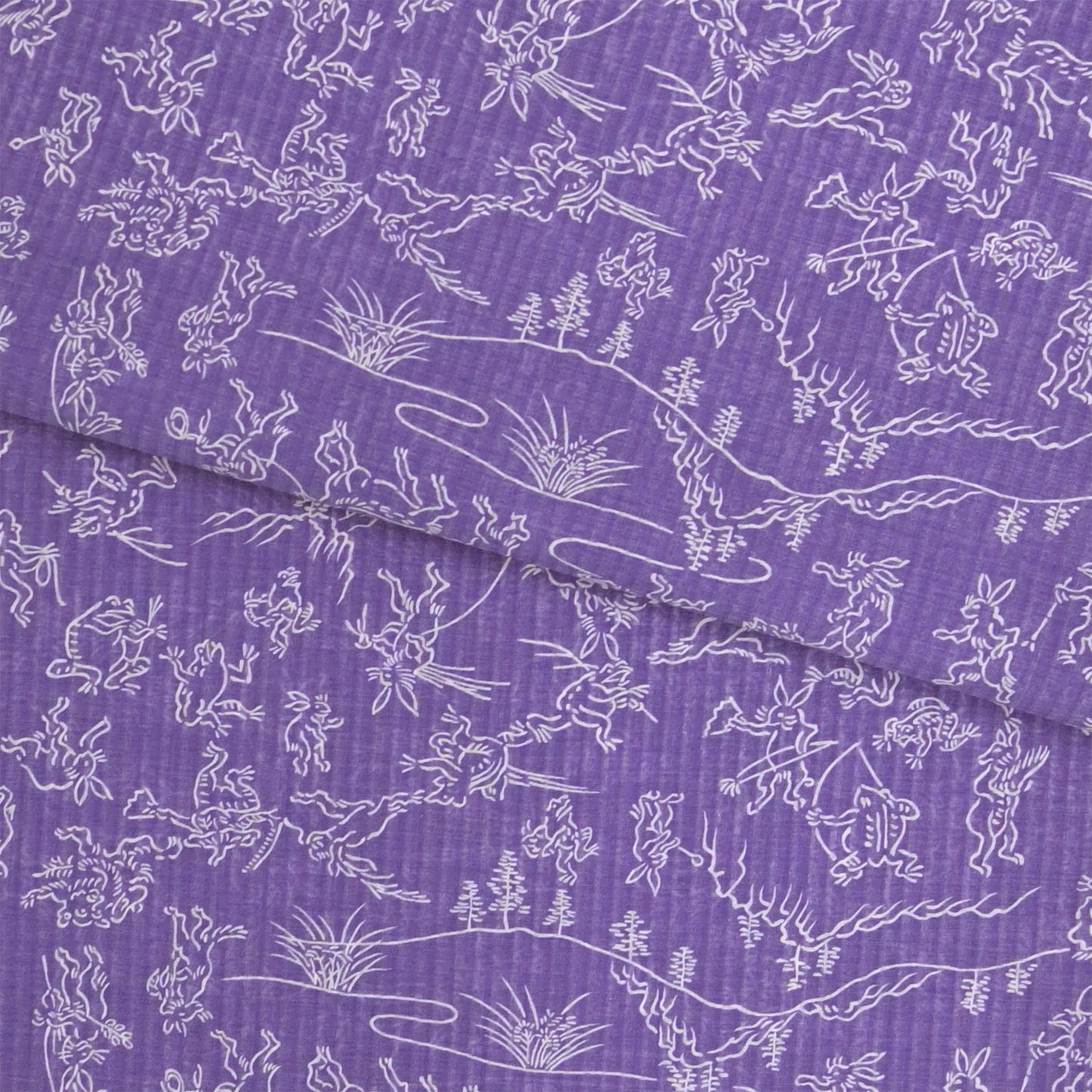 【東レ爽竹】スリーシーズン 長襦袢　「鳥獣戯画」　パープル