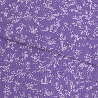 【東レ爽竹】スリーシーズン 長襦袢　「鳥獣戯画」　パープル