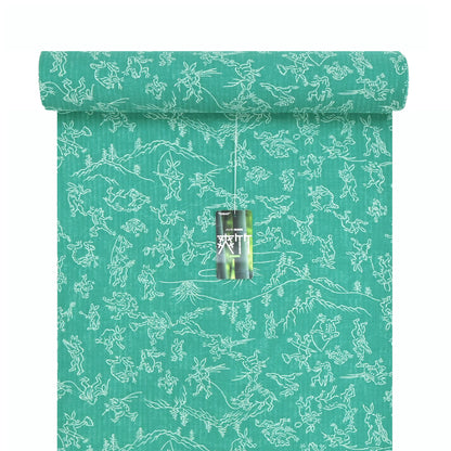 【東レ爽竹】スリーシーズン 長襦袢　「鳥獣戯画」 グリーン