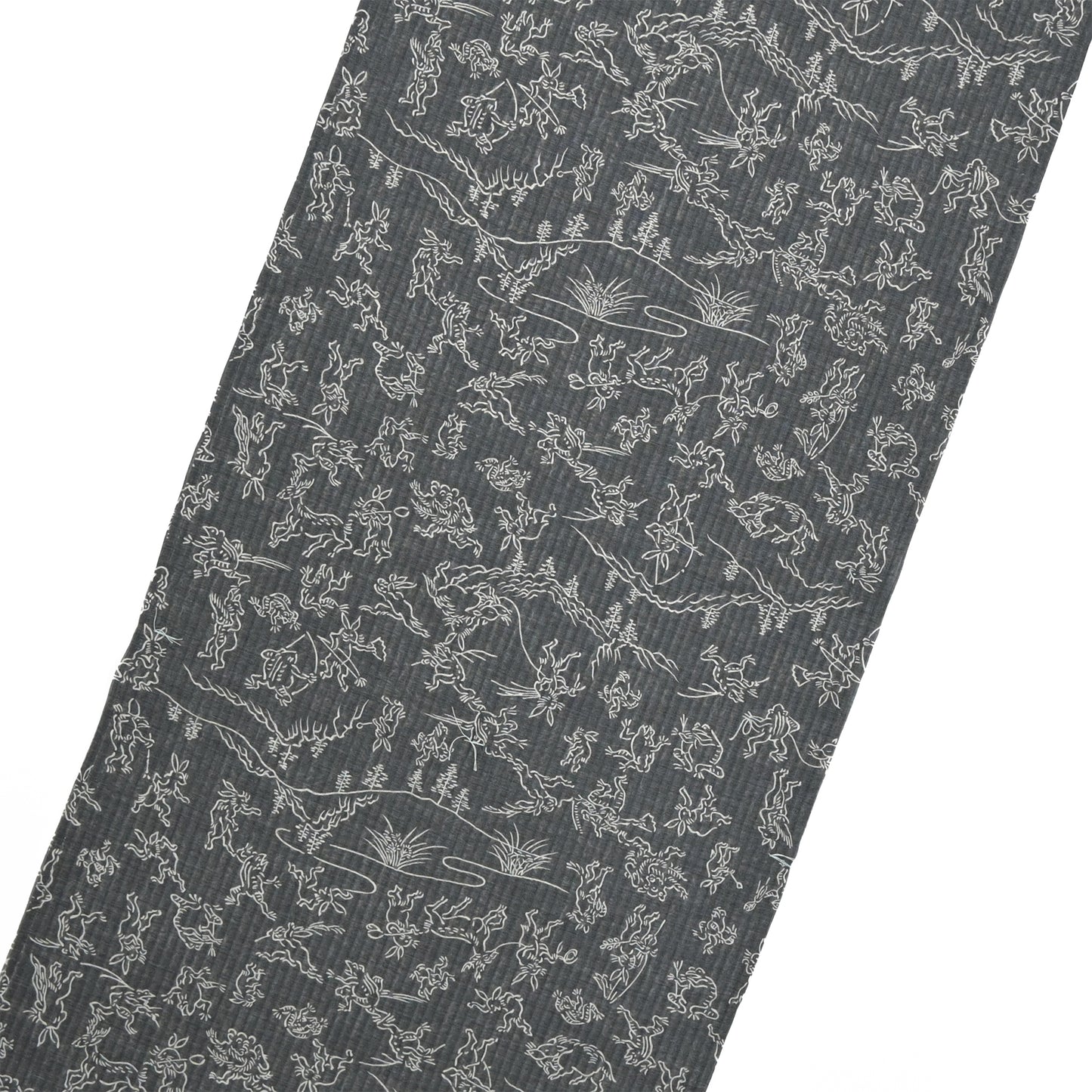 【東レ爽竹】スリーシーズン 長襦袢　「鳥獣戯画」　ブラック